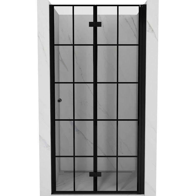 MEXEN - MIST dverná časť zalamovacia 120x200 cm 6mm čierna, dekor, pravé 8A6-120-000-70-77-P