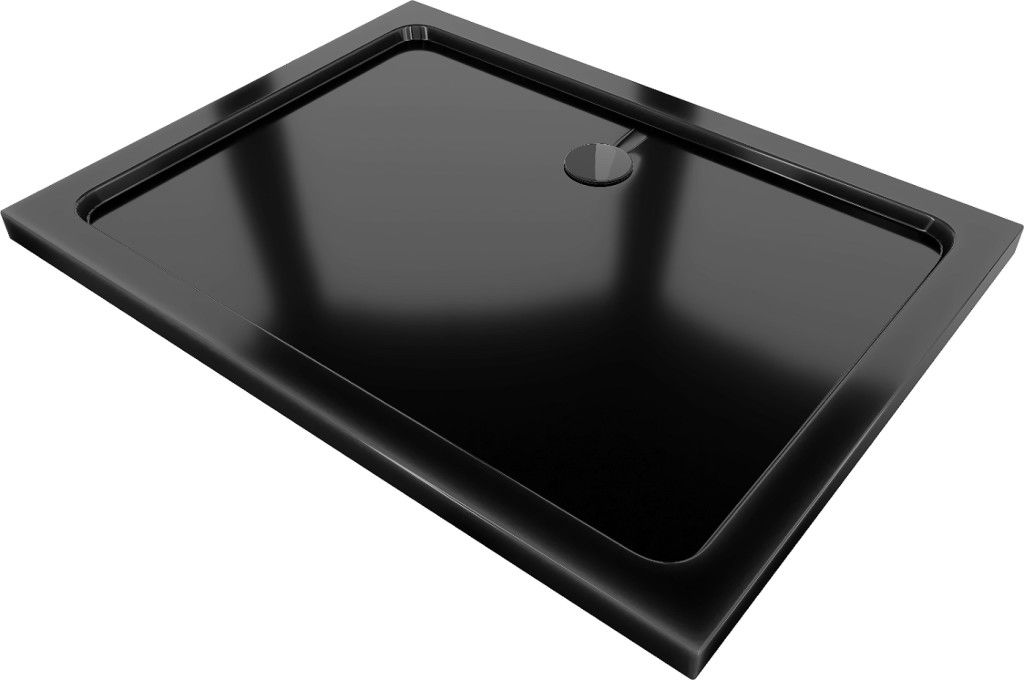 MEXEN/S - Flat Sprchová vanička obdĺžniková slim 110 x 100, čierna + čierny sifón 40701011B