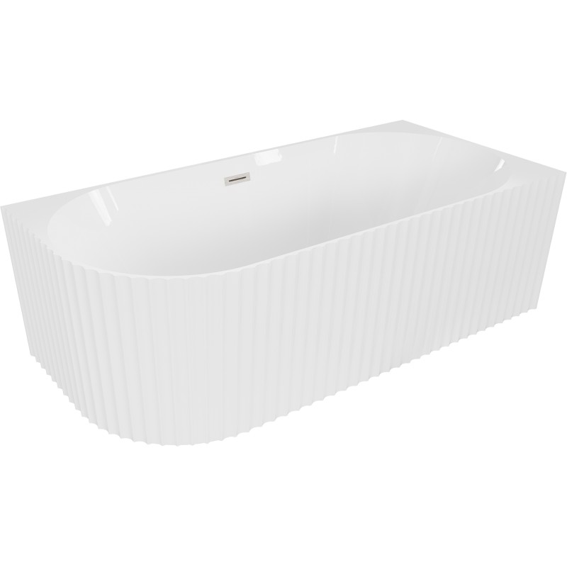 MEXEN/S - Gia voľne stojaca rohová vaňa reliéf pravá 150 x 75, biela lesk, sifón a prepad biela 52701507500P-20