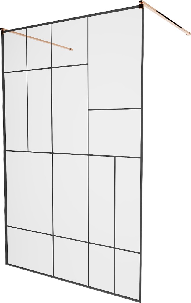 MEXEN/S - KIOTO samostatne stojaca sprchová zástena 120 x 200, transparent/čierna vzor 8 mm, čierna 800-120-002-70-78