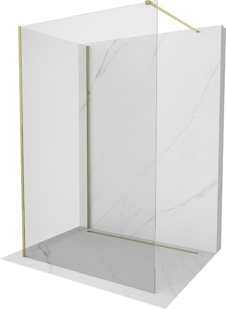 MEXEN/S - Kioto Sprchová zástena WALK-IN 100 x 80, transparent, zlatá 800-100-212-50-00-080