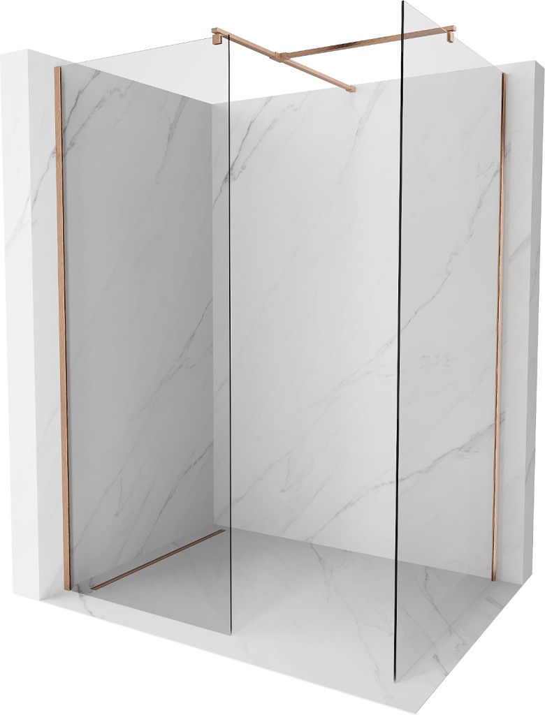 MEXEN/S - Kioto Sprchová zástena WALK-IN 120 x 85, transparent, meď kartáčovaný 800-120-202-65-00-085