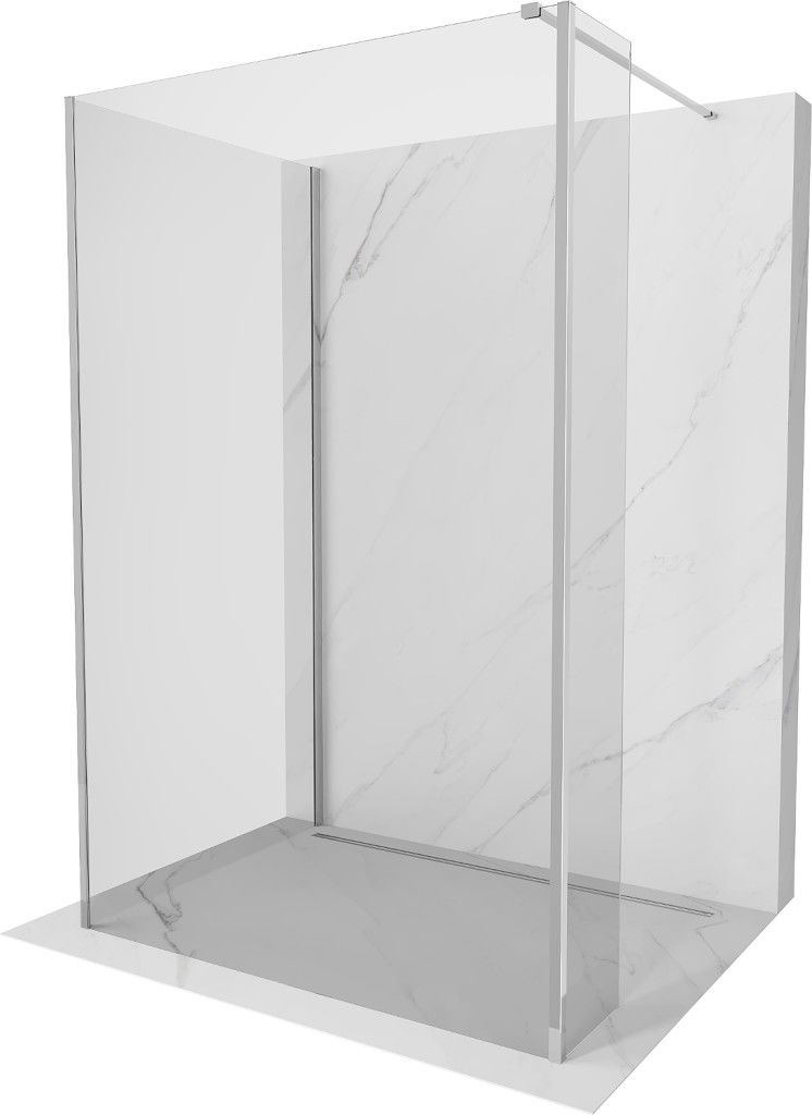 MEXEN/S - Kioto Sprchová zástena WALK-IN 125 x 100 x 30, transparent, chróm 800-125-100-221-01-00-030