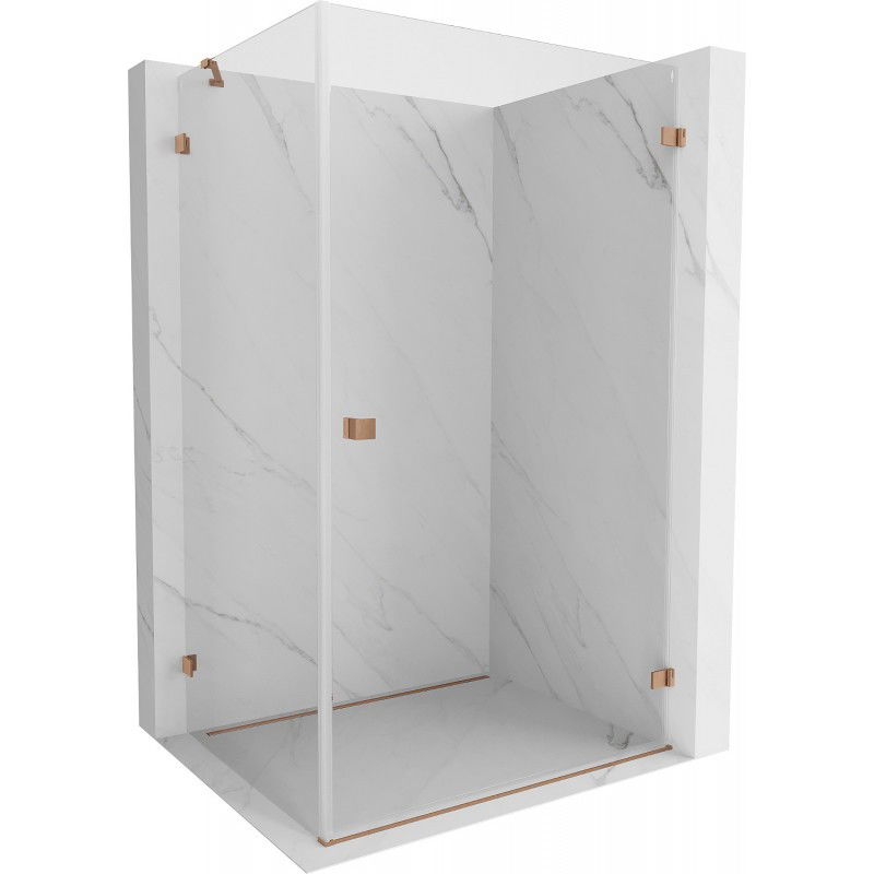 MEXEN/S - Lunar-B L sprchový kút dvere krídlové pravá 90 x 80, transparent, meď kartáčovaná 832L-090-080-65-00-P