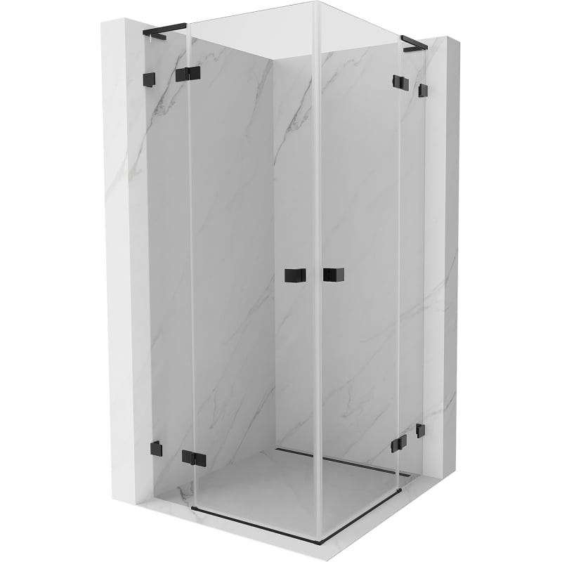 MEXEN/S - Lunar L Duo sprchovací kút dvere krídlové 75 x 75, transparent, čierna 834L-075L-075P-70-00