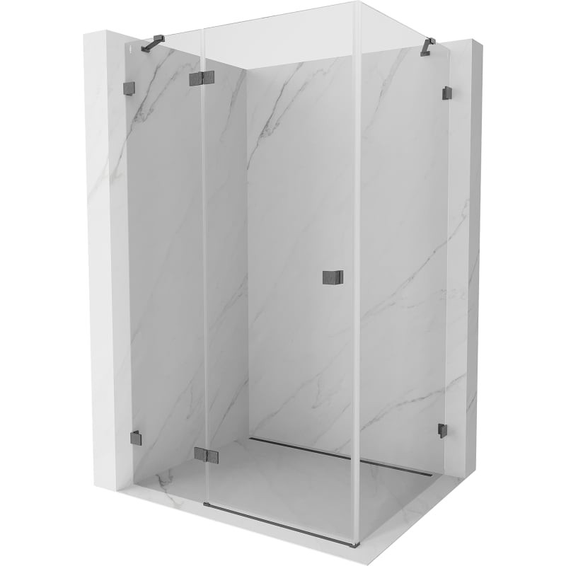 MEXEN/S - Lunar sprchovací kút dvere krídlové ľavá 90 x 70, transparent, grafit kartáčovaná 834-090-070-66-00-L