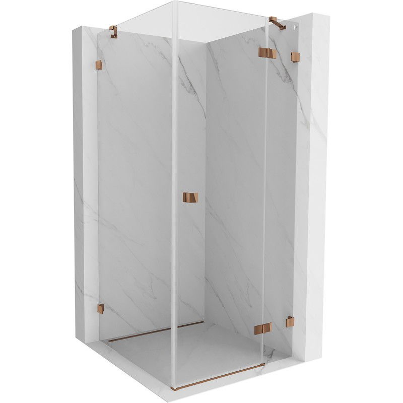 MEXEN/S - Lunar sprchovací kút dvere krídlové pravá 80 x 80, transparent, ružové zlato 834-080-080-60-00-P