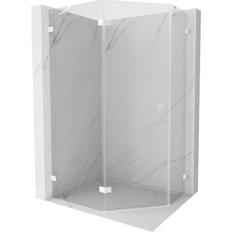 MEXEN/S - Lunar sprchovací kút päťboký krídlový ľavá 100 x 80, transparent, biela 831-100L-080P-20-00-L