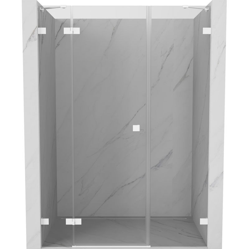 MEXEN/S - Lunar sprchové dvere krídlové ľavé 155, transparent, biela 834S-155-050-20-00-L