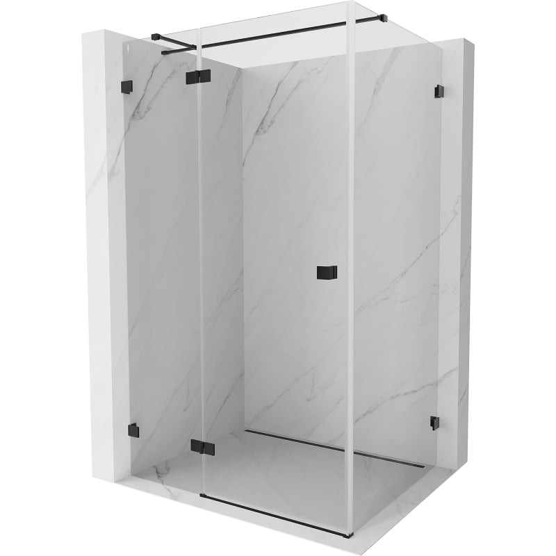 MEXEN/S - Lunar T sprchovací kút dvere krídlové ľavá 135 x 90, transparent, čierna 834T-135-090-70-00-L