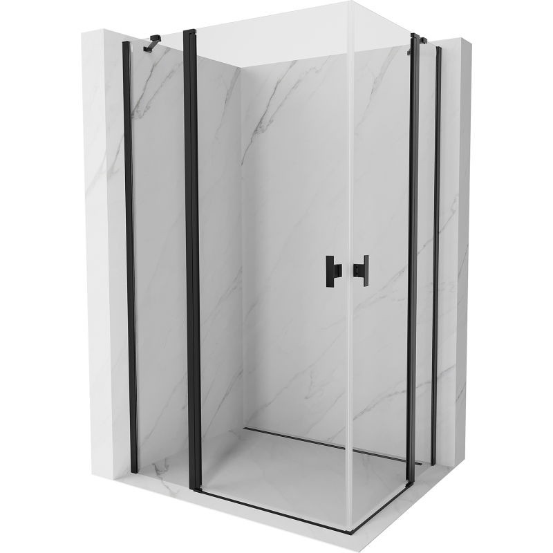 MEXEN/S - Mist Duo sprchovací kút dvere krídlové 115 x 75, transparent, čierna 8A4-115-075-70-00
