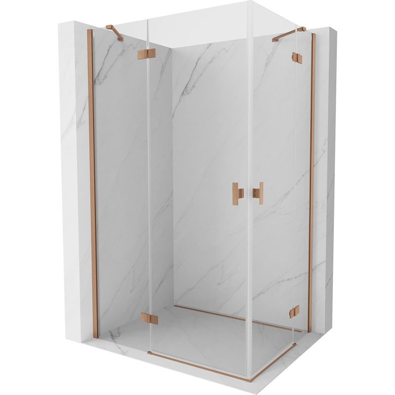 MEXEN/S - Mist H Duo sprchovací kút dvere krídlové 120 x 95, transparent, meď kartáčovaná 8A5-120L-095P-65-00