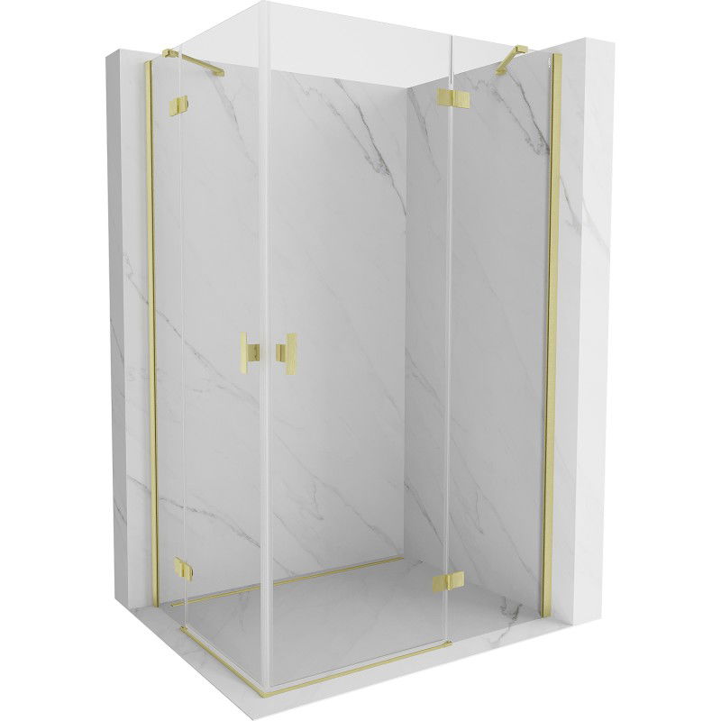 MEXEN/S - Mist H Duo sprchovací kút dvere krídlové 80 x 100, transparent, zlato kartáčovaná 8A5-080L-100P-55-00