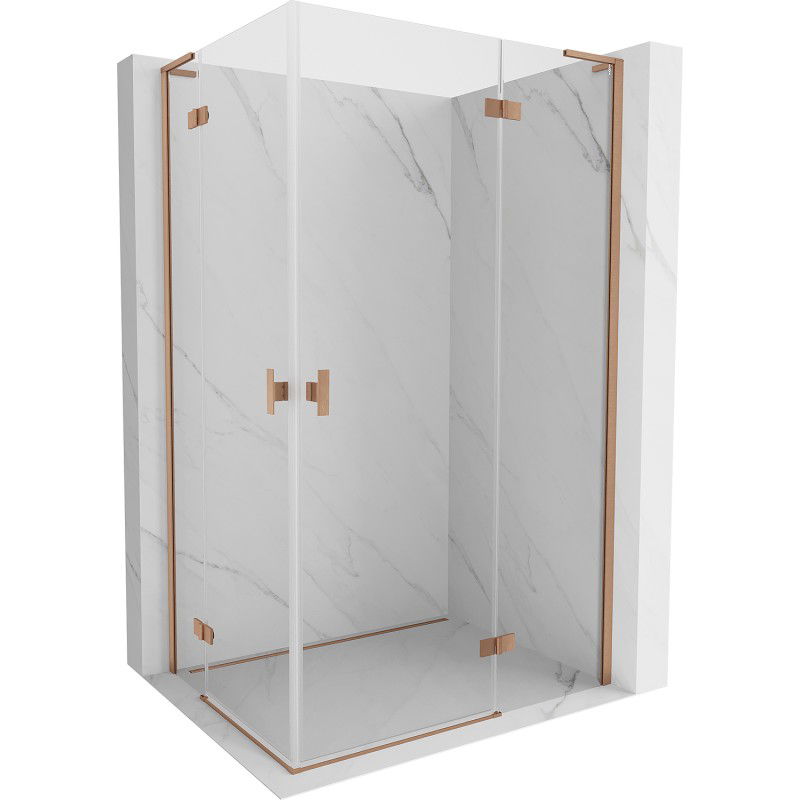 MEXEN/S - Mist-H L Duo sprchovací kút dvere krídlové 70 x 110, transparent, meď kartáčovaná 8A5L-070L-110P-65-00