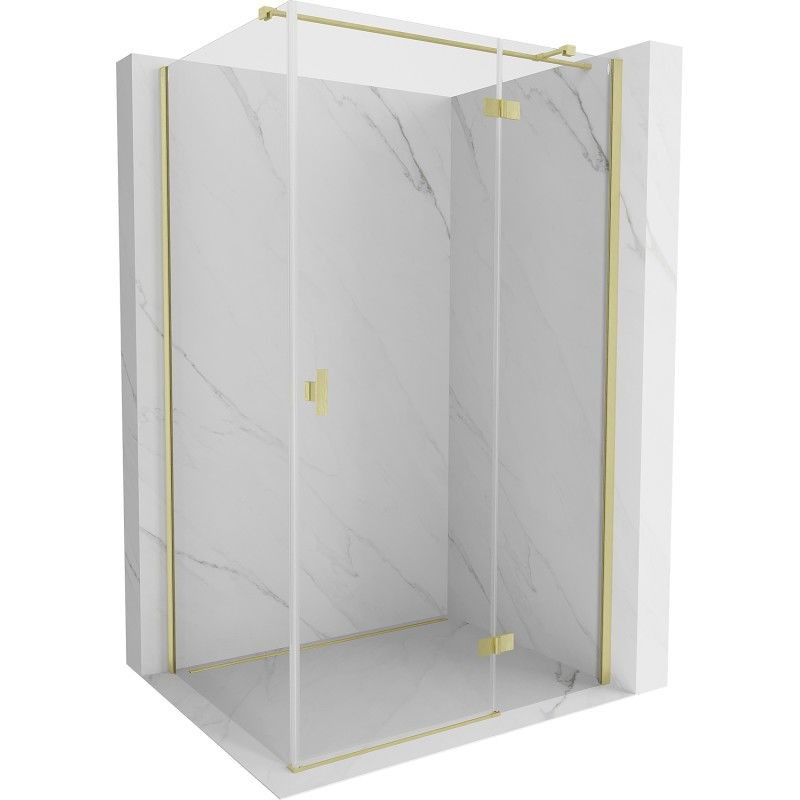 MEXEN/S - Mist HT sprchovací kút dvere krídlové pravá 110 x 85, transparent, zlato kartáčovaná 8A5T-110-085-55-00-P