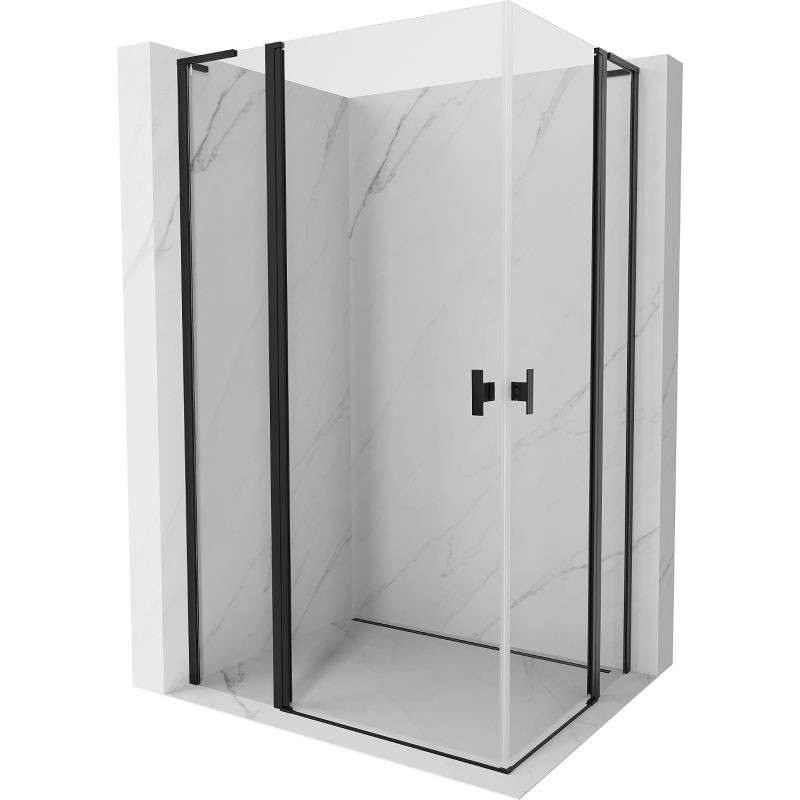MEXEN/S - Mist L Duo sprchovací kút dvere krídlové 115 x 110, transparent, čierna 8A4L-115-110-70-00
