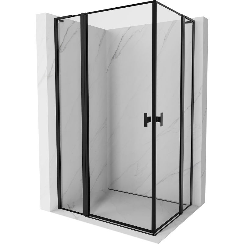 MEXEN/S - Mist L Duo sprchovací kút dvere krídlové 115 x 95, čierny okraj, čierna 8A4L-115L-095P-70-70