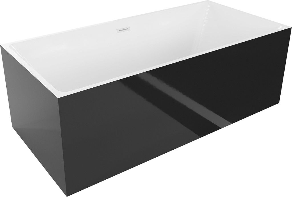MEXEN/S - Nita voľne stojaca vaňa 170 x 80, biela/čierna, sifón a prepad biela 52091708075-20