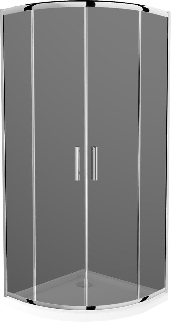 MEXEN/S - Rio štvrťkruhový sprchovací kút 80 x 80, grafit, chróm + vanička so sifónom Flat, čierny 863-080-080-01-40-4170