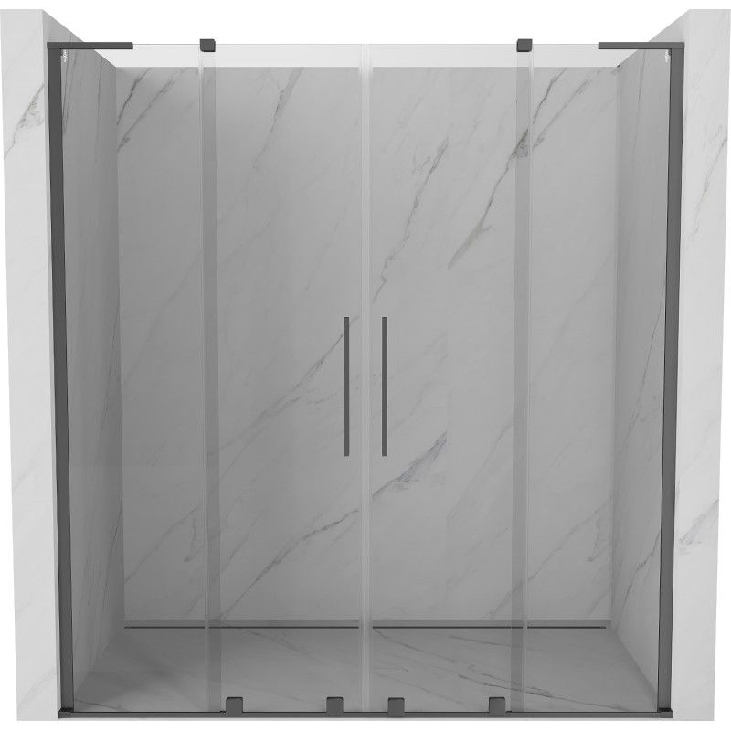 MEXEN/S - Velar L Duo posuvné sprchové dvere 200, transparent, grafit metal 871-200-003-02-95