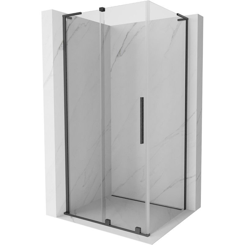 MEXEN/S - Velar L sprchovací kút, posuvné dvere 100 x 110, transparent, grafit kartáčovaná - 871-100-110-03-65 871-100-110-03-66