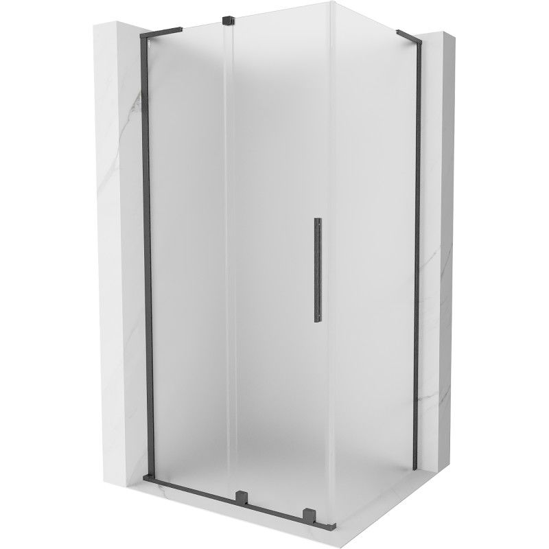 MEXEN/S - Velar L sprchovací kút, posuvné dvere 100 x 80, dekor, grafit kartáčovaná 871-100-080-33-66