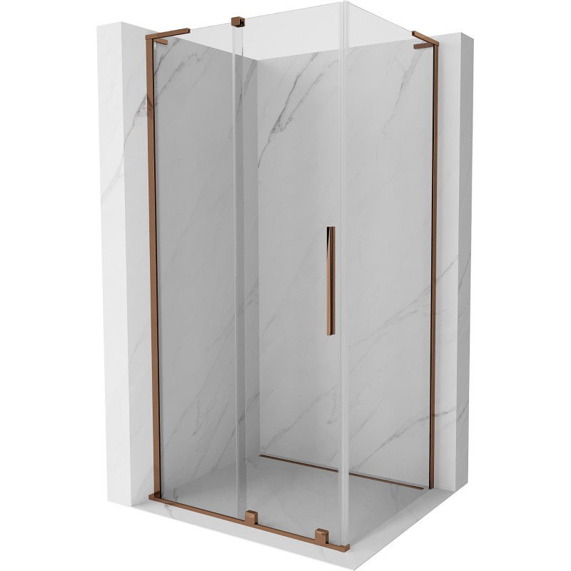 MEXEN/S - Velar L sprchovací kút, posuvné dvere 110 x 85, transparent, ružové zlato 871-110-085-03-60
