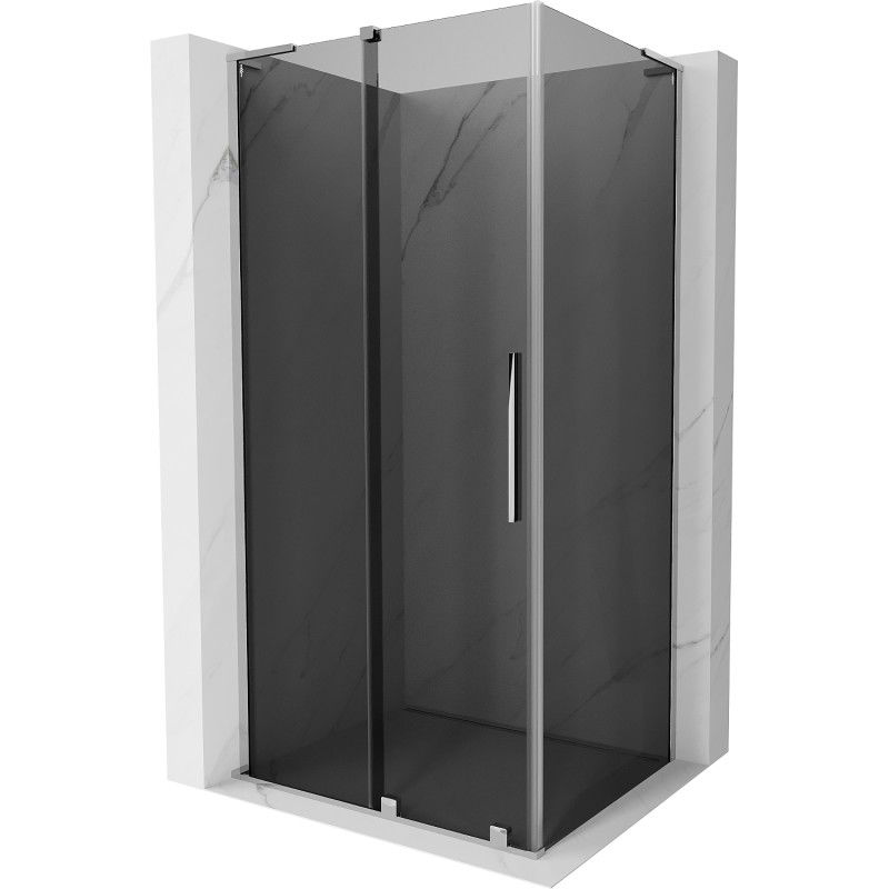 MEXEN/S - Velar L sprchovací kút, posuvné dvere 90 x 110, grafit, chróm 871-090-110-43-01