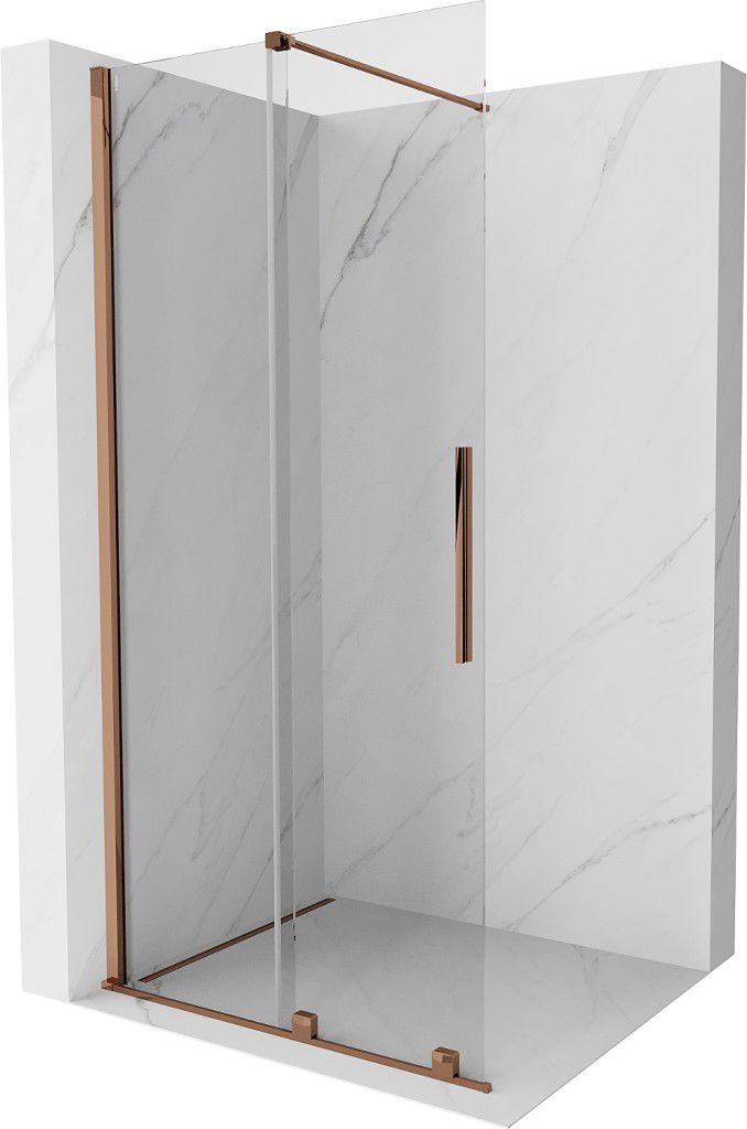 MEXEN/S - Velár posuvné sprchové dvere Walk-in 85, transparent, ružové zlato 871-085-000-03-60