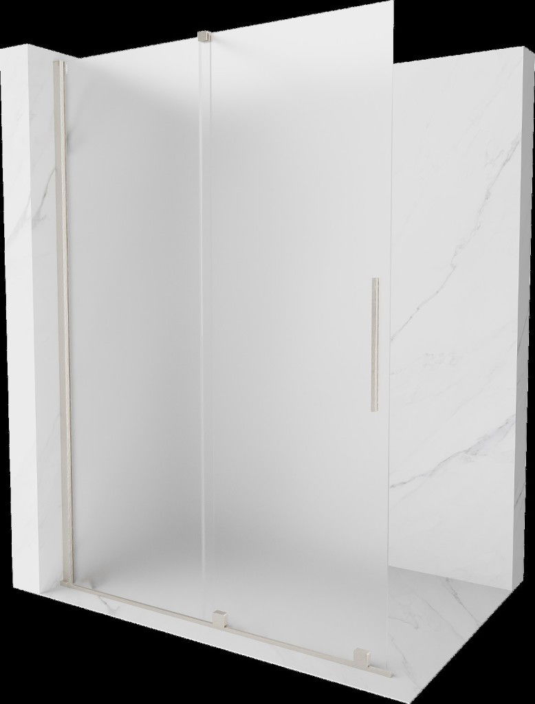 MEXEN/S - Velar Sprchová zástena posuvná Walk-in 130 x 200, dekor 8 mm, nikel kefovaná 871-130-000-33-97