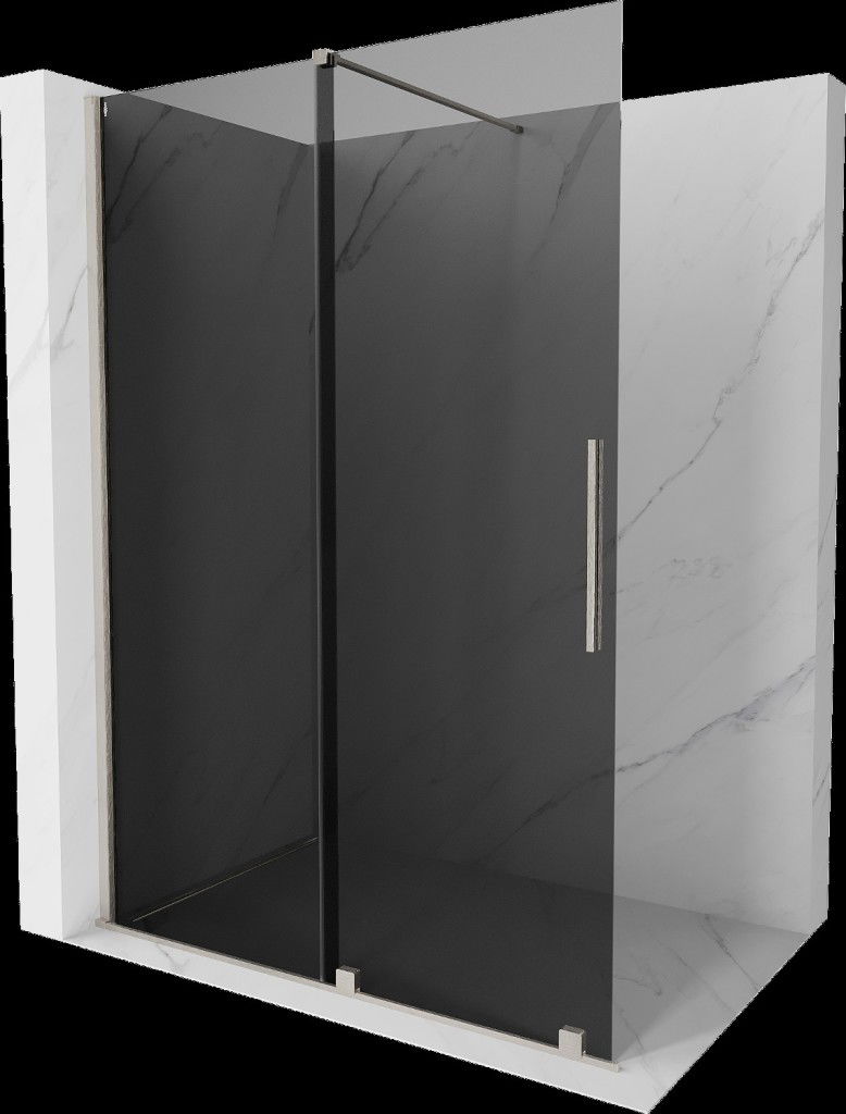 MEXEN/S - Velar Sprchová zástena posuvná Walk-in 130 x 200, grafit 8 mm, nikel kartáčovaná 871-130-000-43-97