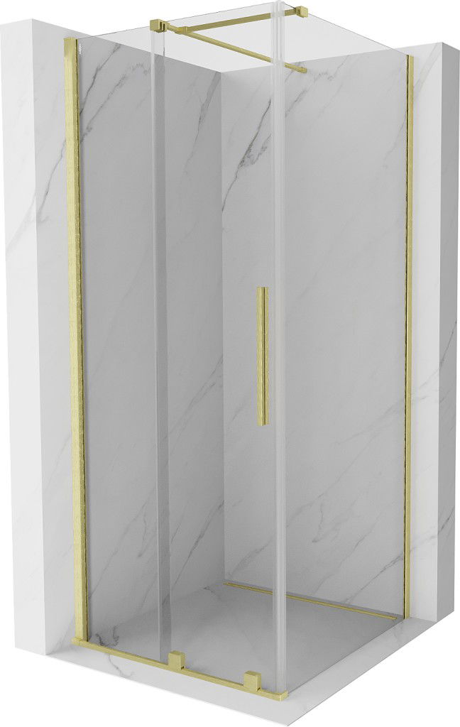 MEXEN/S - Velár sprchovací kút 110 x 110, transparent, zlatá kartáčovaná 871-110-110-01-55