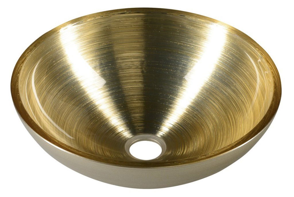 SAPHO - MURANO SOFT BROWN sklenené umývadlo na dosku, priemer 40cm, zlatá/strieborna AL5318-67