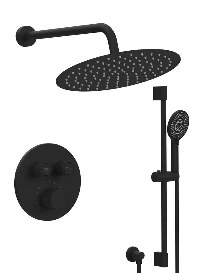 SAPHO - SMART SELECT sprchový set s termostatickou batériou, 2 výstupy, posuvný držiak sprchy, čierna mat RP042B-02