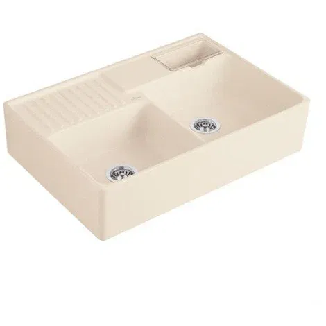 VILLEROY & BOCH - Keramický drez Double-bowl sink Cream modulový 895 x 630 x 220 bez excentra 632391KR