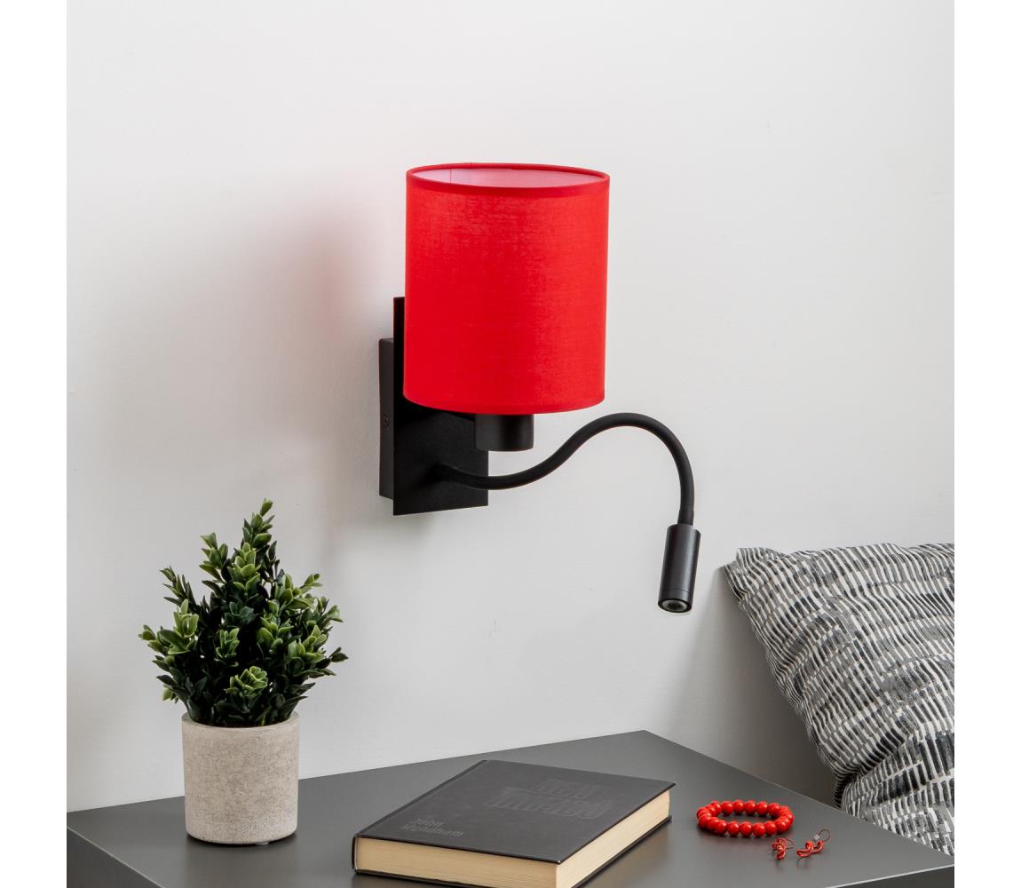 Brilagi - LED Nástenná lampa NUBILA 1xE27/25W/230V + LED/3W čierna/červená BG1558+BG1578
