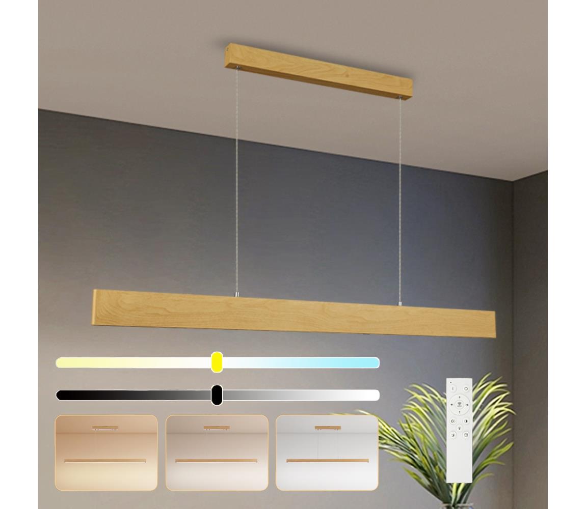 Brilagi - stmievateľný LED luster na lanku SLIMLINE LED/40W/230V 3000-6000K dubový dekor + diaľkové ovládanie BRI362