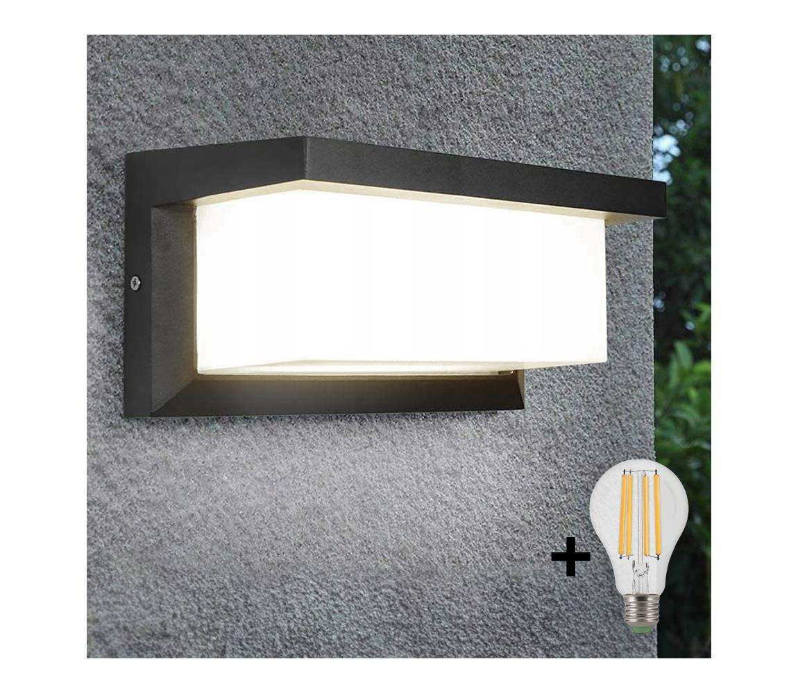LED Vonkajšie nástenné svietidlo NEELY 1xE27/9W/230V 3000K IP54 antracit BW0296+BG0287