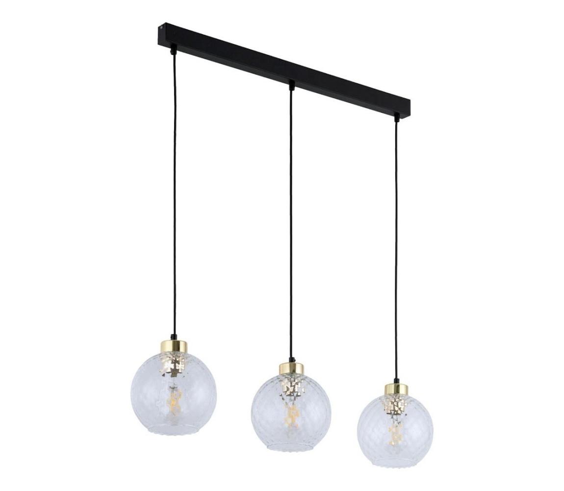 LED závesný luster na lanku DEVON 3xE27/15W/230V čierna/číra 4587
