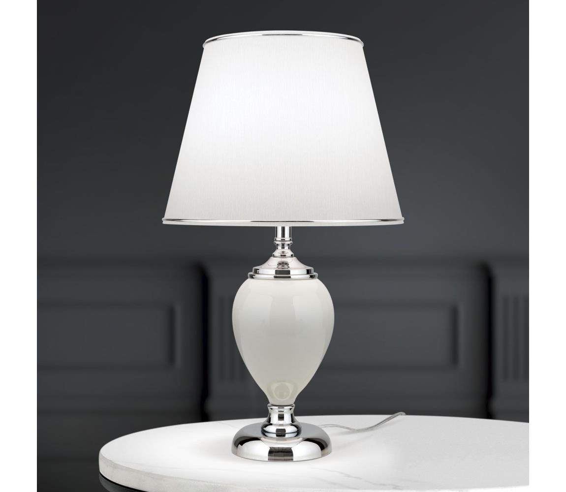 Orion LA 4-1229 - Stolná lampa OVUM 1xE27/40W/230V 48 cm keramika biela/chróm LA 4-1229 chrom