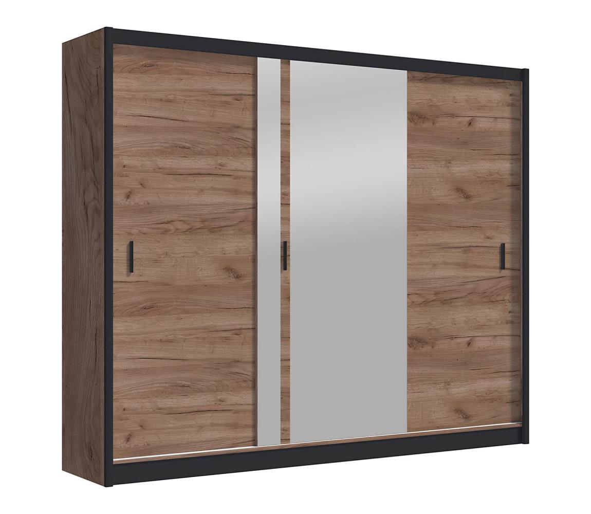 Šatní skriňa so zrkadlom SABRINA 250x215 cm dub craft OSLO 250 Craft